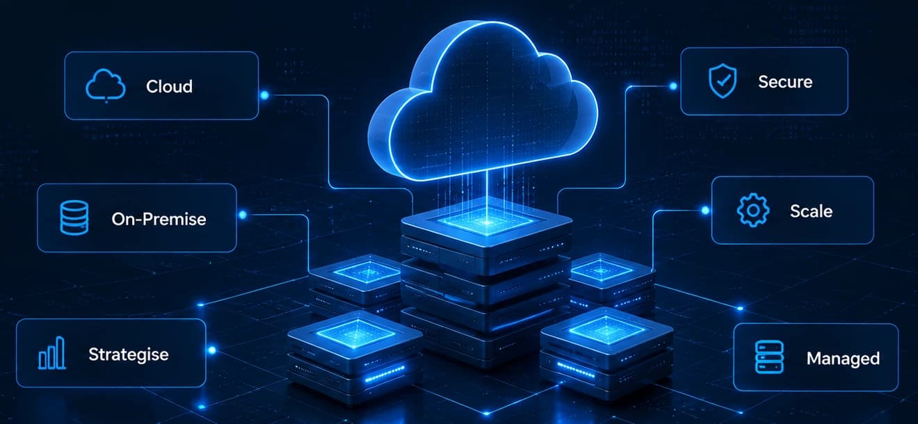 Cloud connected to on-premise servers, secure access, scaling and managed infrastructure